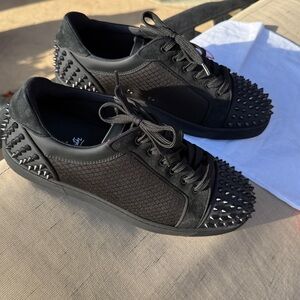 Christian Louboutin Black Studded Seavaste 2 Sneakers